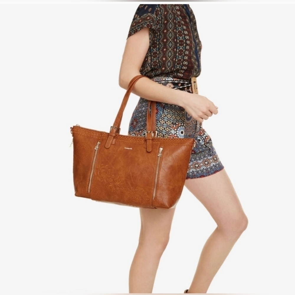 Desigualβ Womenβs Dark Amber Embroidered Large Shoulder Bag